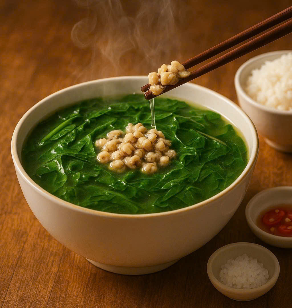 https://huongqueviet.com.vn/Hến nấu canh mông tơi (AI)